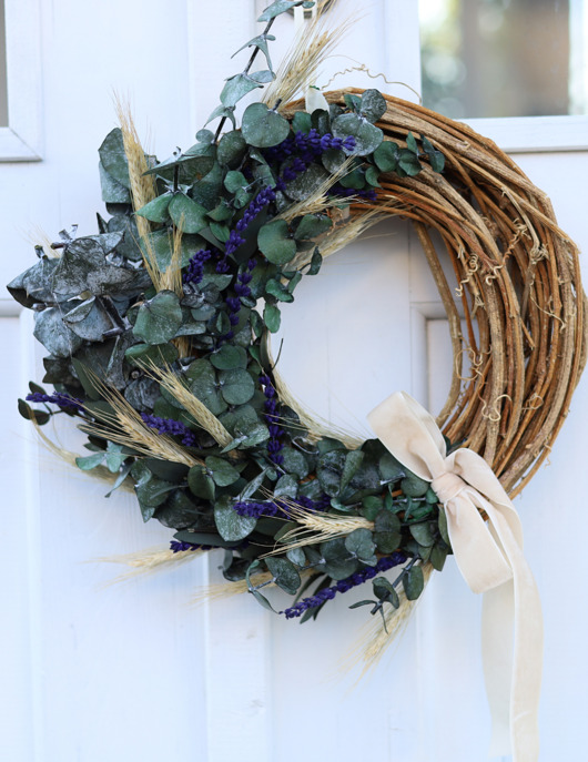 wianki Wianek na drzwi naturalny z EUKALIPTUSEM i LAWENDĄ