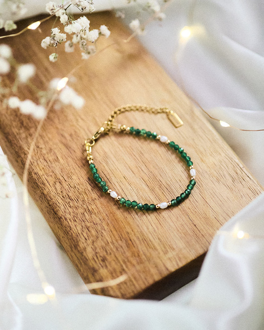 bransoletki z kamieni naturalnych Bransoletka dobrobytu, jadeit & perły