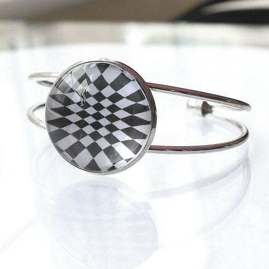 bransoletki ze szkła Bransoletka otwarta z szachownicą