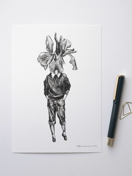 grafiki i ilustracje Irys. Ilustracja tuszem.