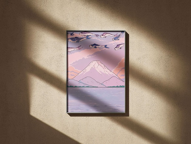 grafiki i ilustracje Plakat "Fuji- san i Koi- nobori"