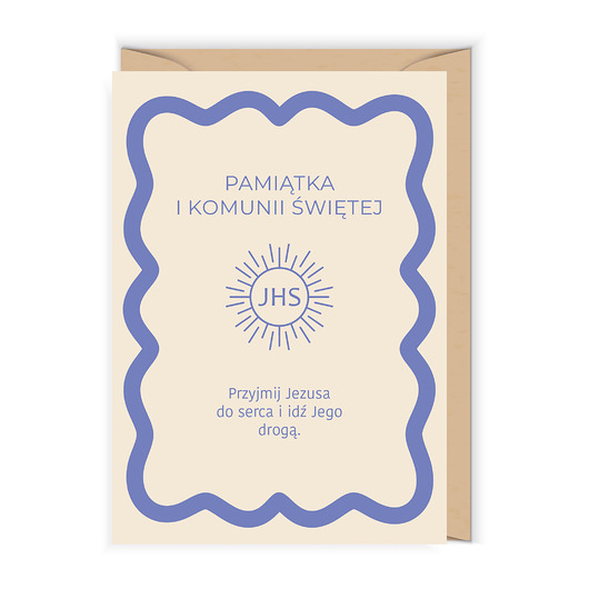 kartki na komunię Kartka komunijna IHS fiolet