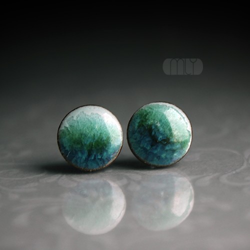 kolczyki ceramiczne Rozmyte11mm/stal chirurgiczna 316L/