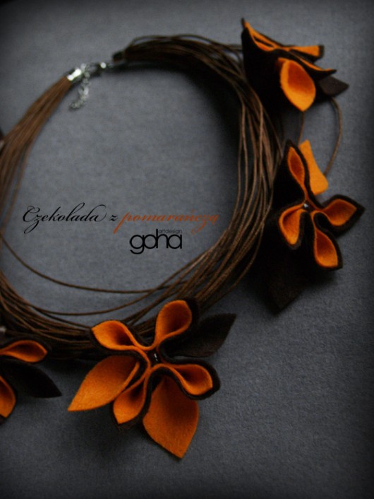 Czekolada z Pomarańczą -Biżuteria Autorska FlowerFelt Design