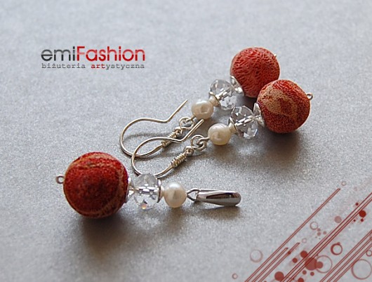 Koral, Perły, kryształ Swarovski i Srebro MAREMI Jewelry