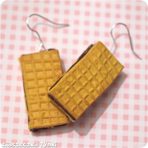 kolczyki wafelki z czekoladą ciasteczkatynki