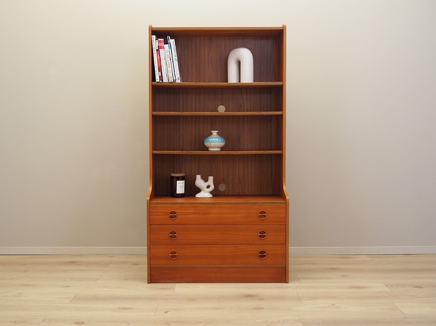 regały i półki Biblioteczka tekowa, duński design, lata 60, produkcja: Dania