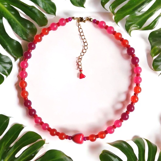 chokery Choker : energy : summer collection : jadeit i ceramiczne serduszko