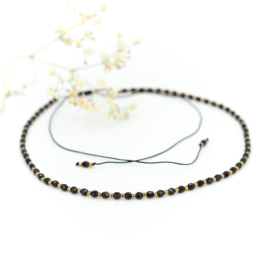 chokery Czarny choker z koralików