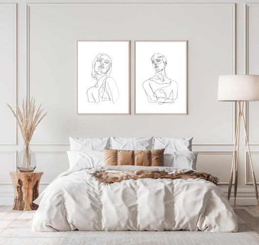 plakaty DWA PLAKATY z line art szkic para