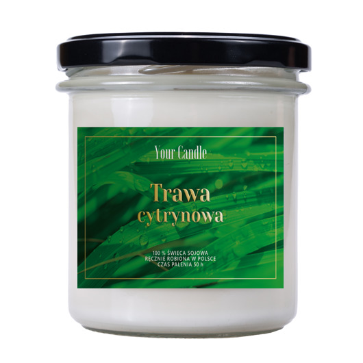 świece zapachowe ŚWIECA SOJOWA TRAWA CYTRYNOWA 300 ml - YOUR CANDLE