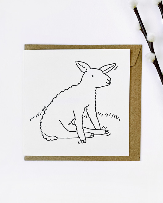 kartki wielkanocne Kartka z barankiem