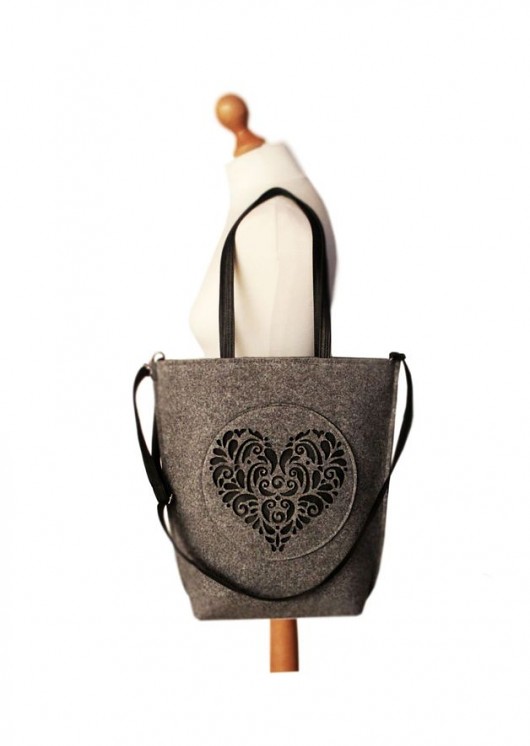 shopper bag folk 2 szare serce Creatura