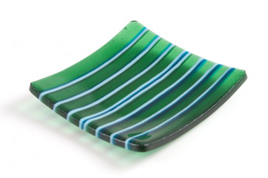 Kwadratowy, zielony talerzyk Fusing Glass