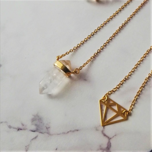 złote naszyjniki Łańcuszek z kryształem górskim Magic Crystal