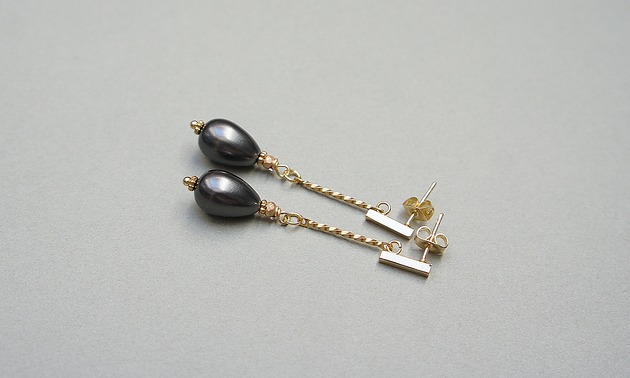 kolczyki pozłacane Kolczyki pozłacane Pearls /graphite/ 29.05.25/