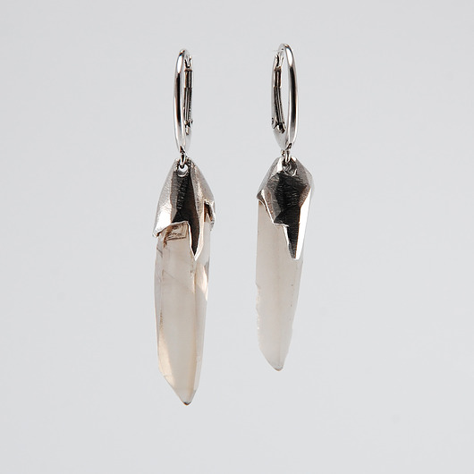kolczyki srebrne Długie kolczyki srebrne z kwarcem dymnym
