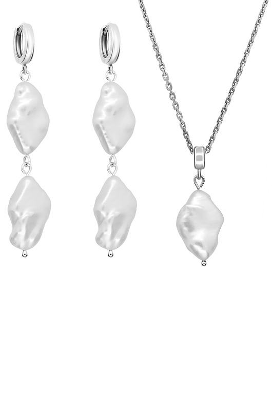 Srebrny komplet z naturalnymi perłami IVE Jewelry