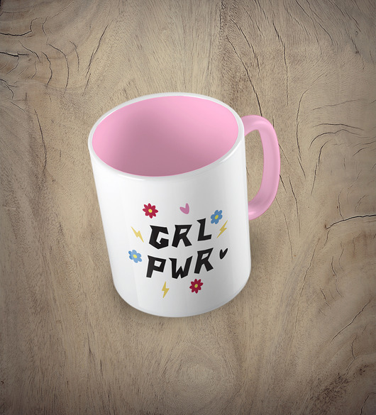 kubki Kolorowy kubek z hasłem GIRL POWER mix kolorów