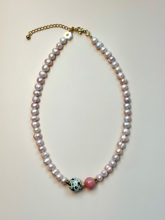 chokery Naszyjnik Różowa perła