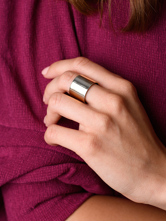 obrączki Szeroki, srebrny, pierścionek-obrączka, doginana . szer. 1,5cm