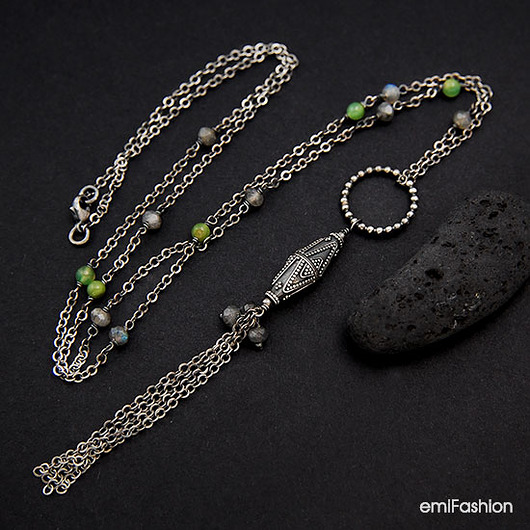Srebro bali z Labradorytem i Chryzopazem MAREMI Jewelry