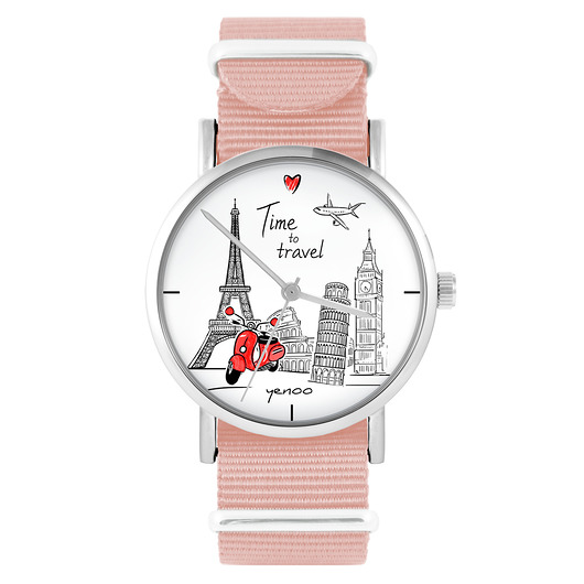 zegarki damskie Zegarek - Time to travel - brzoskwiniowy róż