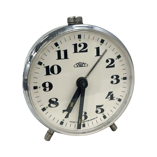 zegary Budzik PRIM vintage Czechosłowacja mechaniczny  chrom lata 60./70.