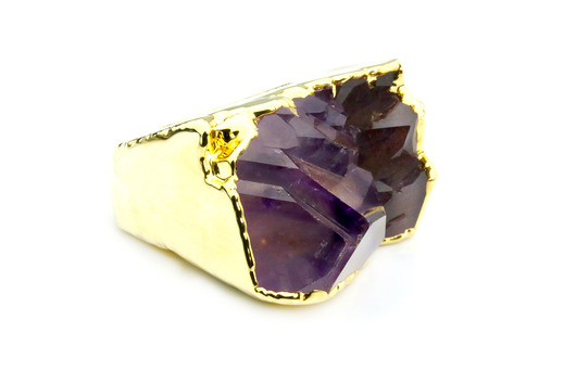 Inspiring Ametyst 3/4 Złoto​ rozmiar 16 Brazi Druse Jewelry