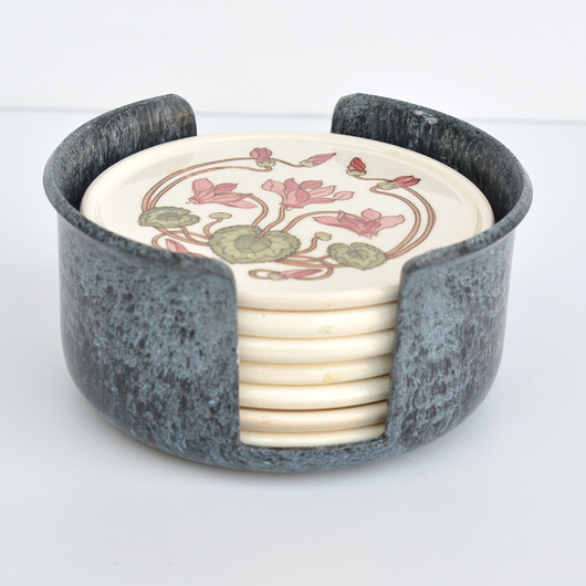 patery i talerze Komplet siedmiu ceramicznych talerzyków, Czechosłowacja, lata 60.