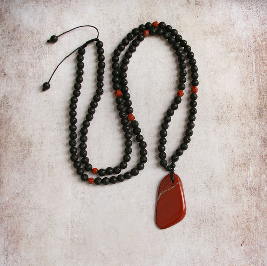 biżuteria męska UNIKAT: jaspis królewski, lawa - naszyjnik MĘSKI