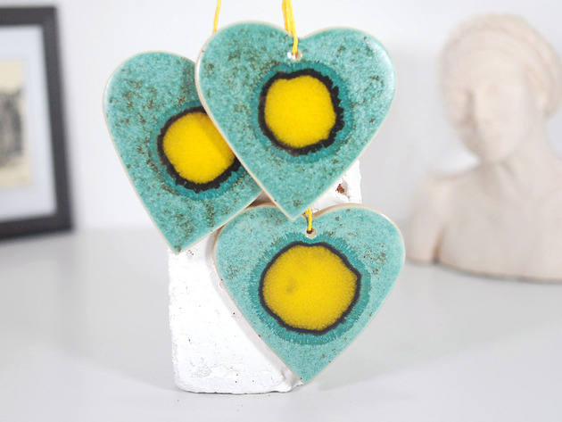 ozdoby choinkowe Duże ceramiczne serce - ozdoba choinkowa