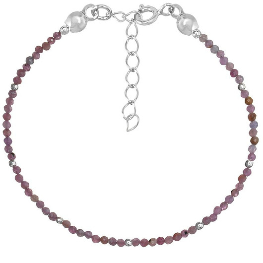 bransoletki z kamieni naturalnych Bransoletka srebrna z kamieni naturalnych rubiny 2 mm