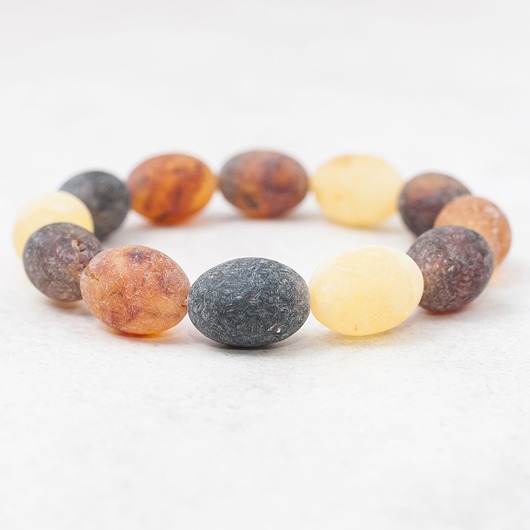 bransoletki z kamieni naturalnych Bransoletka bursztyn multikolor oliwka matowa