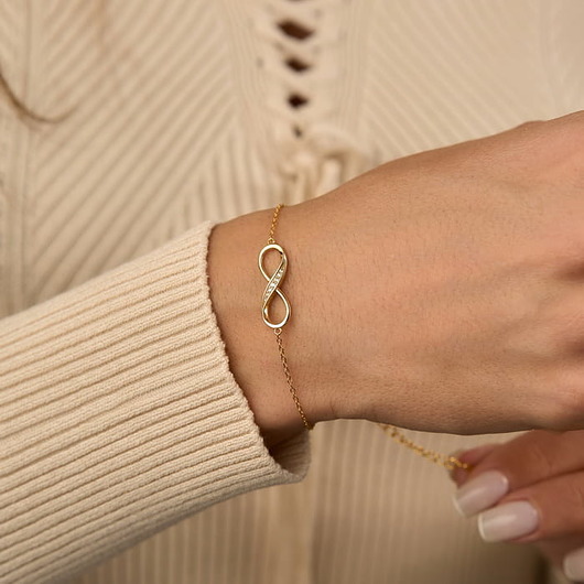 bransoletki złote Bransoletka nieskończoność cyrkonie srebro 925 pozłacane