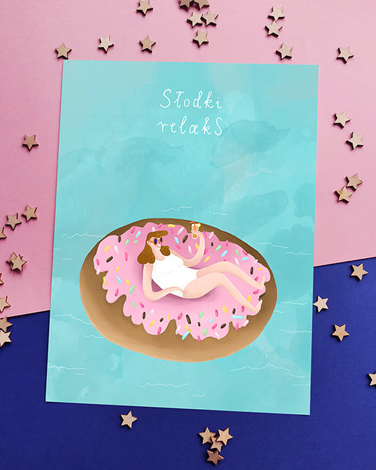 Plakat Słodki relaks ilustracyjnie