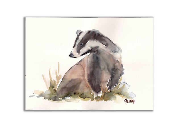 grafiki i ilustracje Obraz ręcznie malowany "Borsuk"