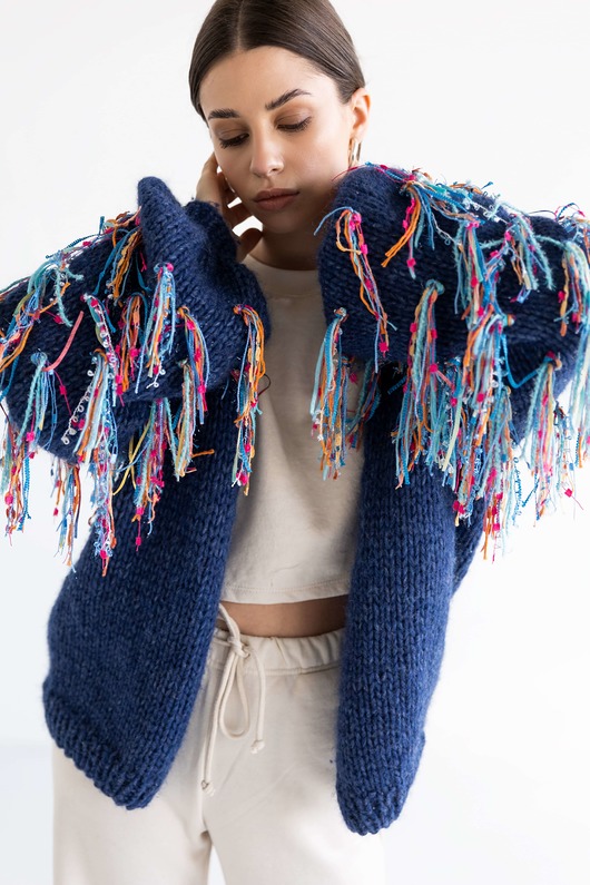 kardigany damskie Ręcznie dziergany sweter February