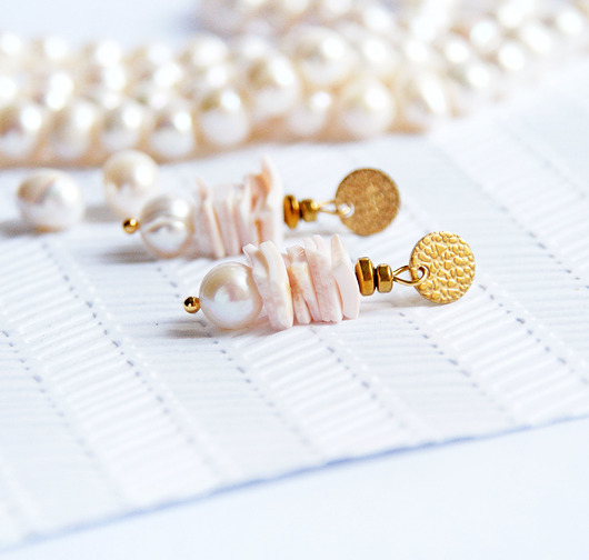 kolczyki z kamieniami KOLCZYKI perły & muszla