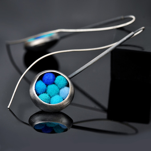 kolczyki wire wrapping Srebrne kolczyki wiszace TURQUOISE MELANGE