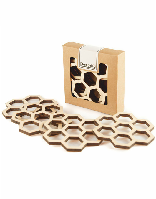 podkładki do kuchni Podkładka pod kubek Hexagon - naturalne 4 szt.
