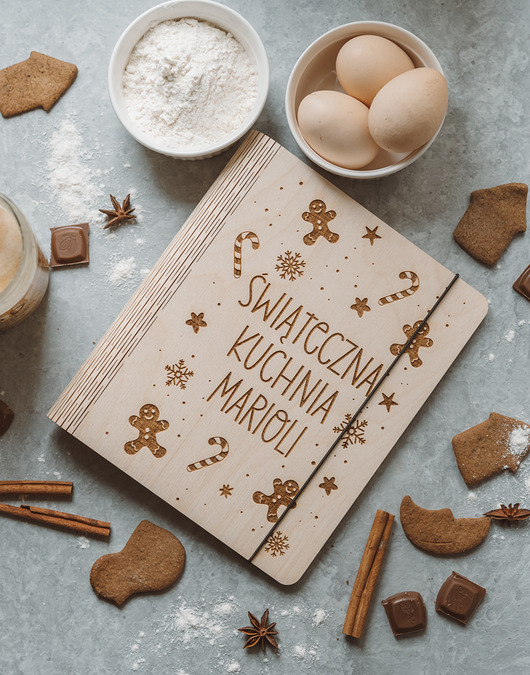 kuchnia - różne Przepiśnik drewniany personalizowany - świąteczna kuchnia