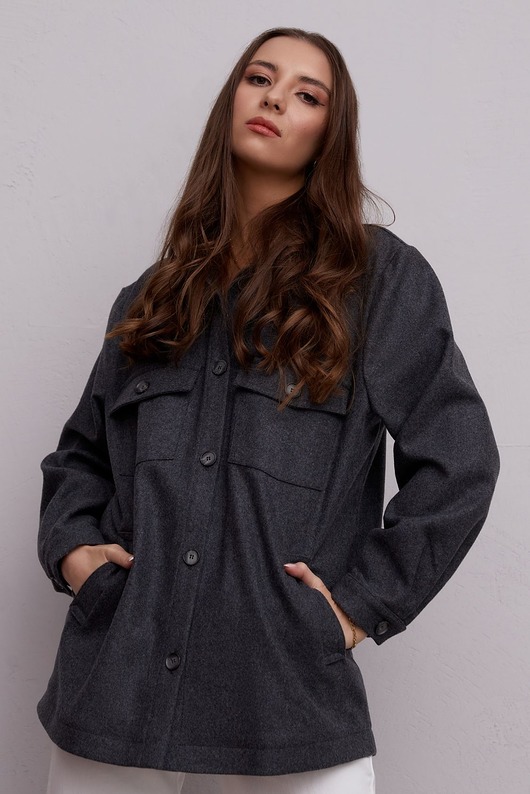 kurtki damskie Kurtka wełniana damska grey