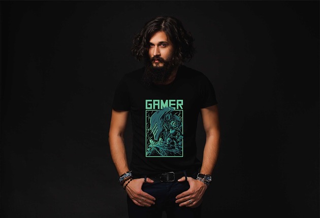 t-shirty męskie Koszulka organiczna z nadrukiem Gamer