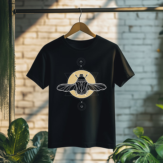 t-shirty męskie Koszulka męska - Święta geometria - Skarabeusz z gwiezdnym ornamentem