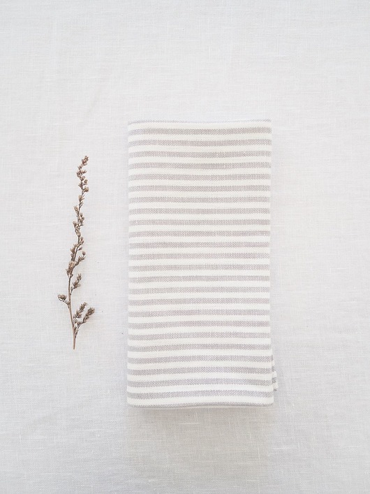 obrusy i serwetki Serwetka Lniana Heavy Linen Gray Stripes