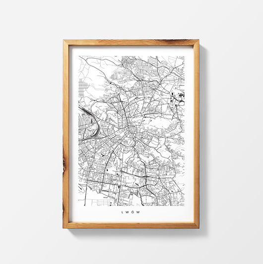 Lwów - plakat z mapą Lwowa - prezent PLAKATY GEOMETRYCZNE