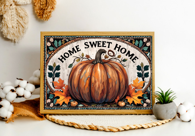 plakaty PLAKAT home sweet home dekoracja dynia jesienna