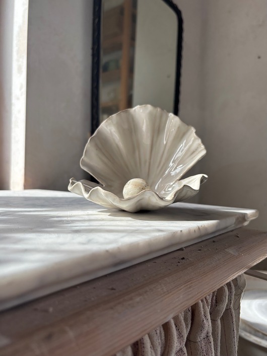 pojemniki na biżuterię Ceramiczna Muszla Muszelka Skarbiec z Perłą na Biżuterię Perłowa Biała