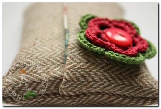 Etui Beżowy Tweed i Kwiaty - &quot;Trendy Winter&quot; Moje Zielone Wzgórze